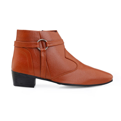BXXY 2 Inch Height Increasing Office Wear Zipper and Buckle Boots