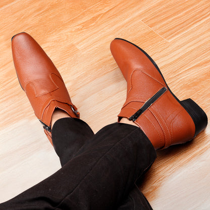 BXXY 2 Inch Height Increasing Office Wear Zipper and Buckle Boots