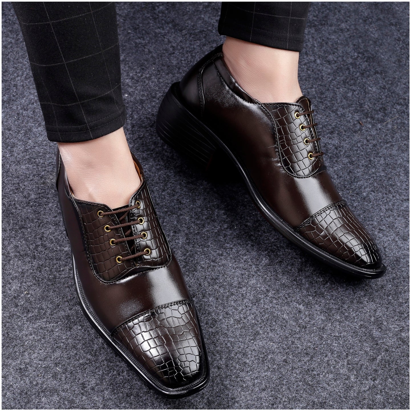 BXXY Men's Height Increasing Fashionable Formal and Casual Wear Lace-Up Shoe