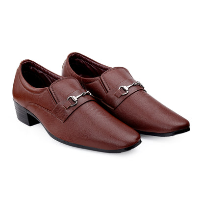 Men's 2 Inch Formal Height Increasing Slip-On Buckle Shoes