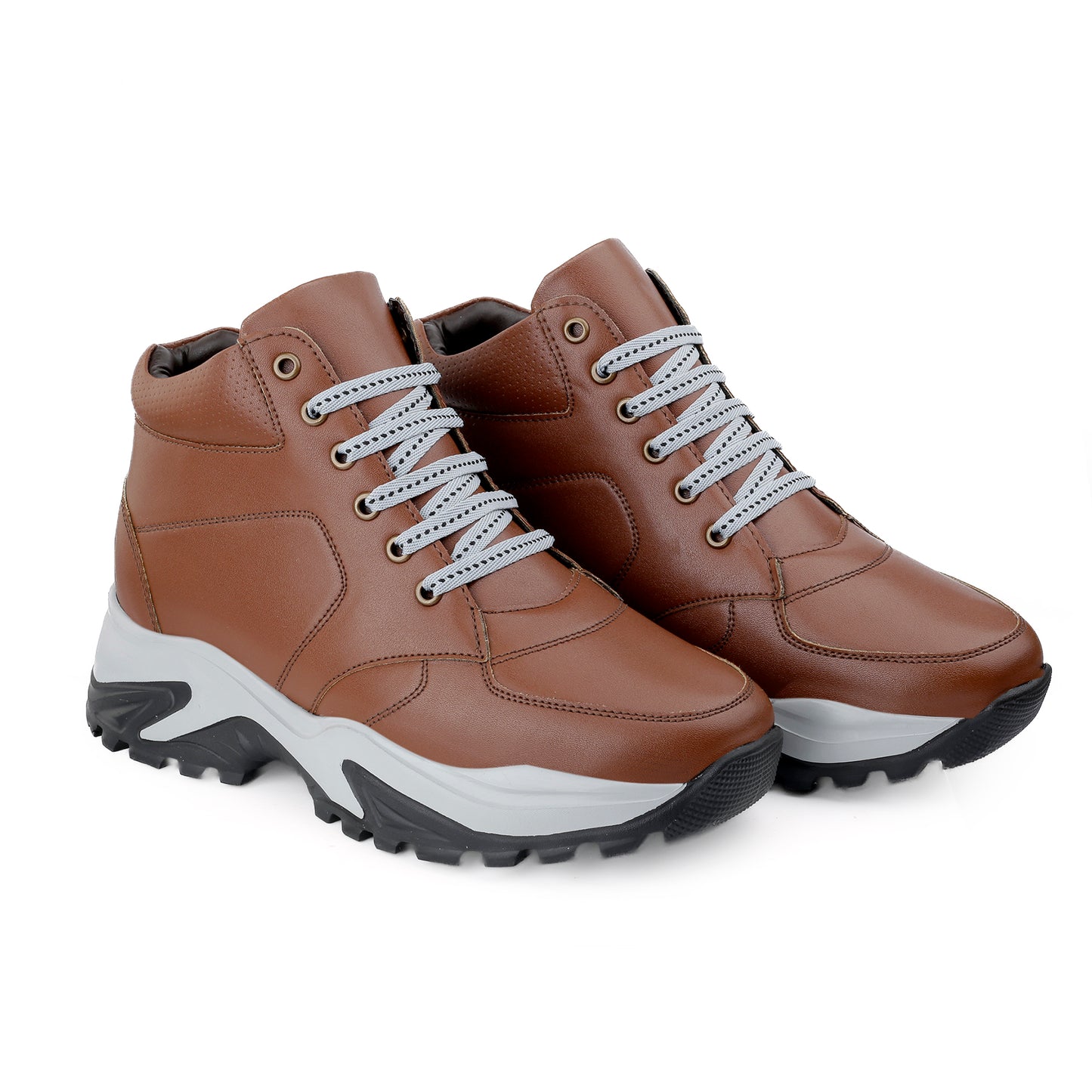 Men's 3 Inch Hidden Height Increasing Stylish Lace-up Boots