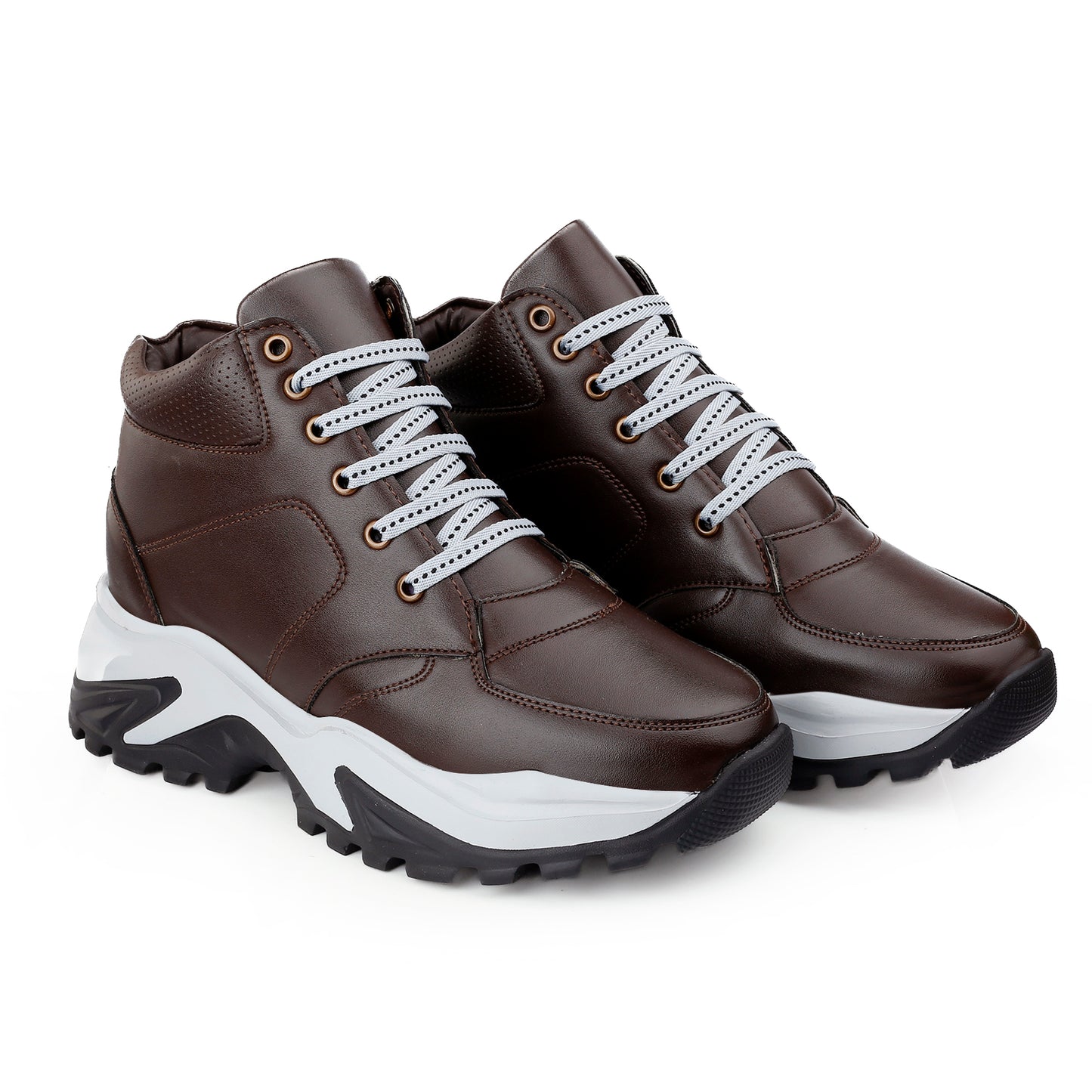 Men's 3 Inch Hidden Height Increasing Stylish Lace-up Boots