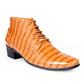 BXXY Men Height Increasing Faux Leather Material Formal Crocodile Style Lace-Up Boots on Cuban Sole