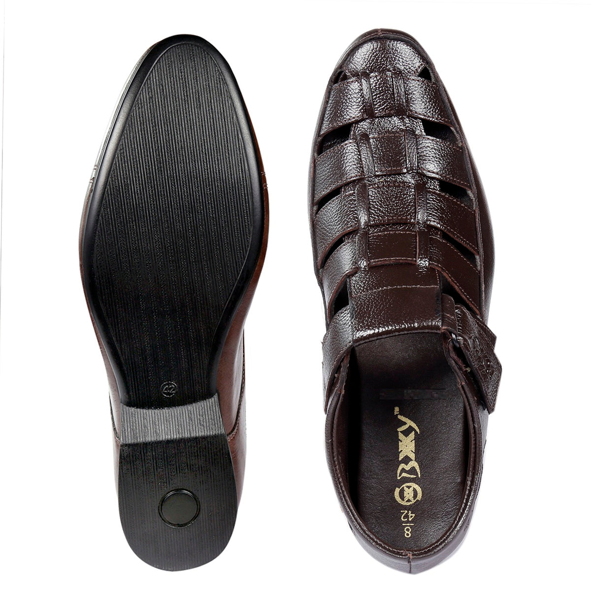 BXXY 3 Inch (7.6 cm) Height Increasing Casual Leather Roman Sandals for All Occasions (Instant 3 Inches Hidden Height Gainer)