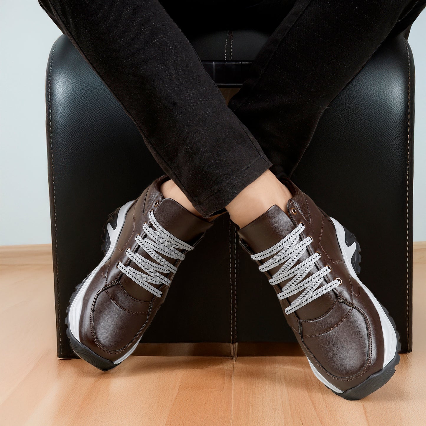 Men's 3 Inch Hidden Height Increasing Stylish Lace-up Boots