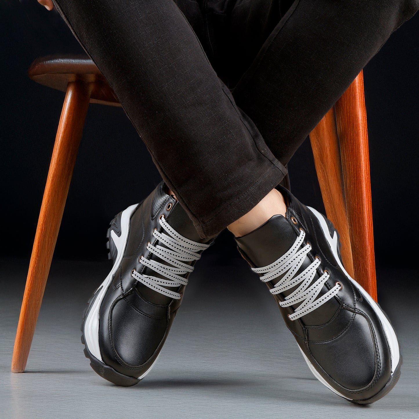Men's 3 Inch Hidden Height Increasing Stylish Lace-up Boots
