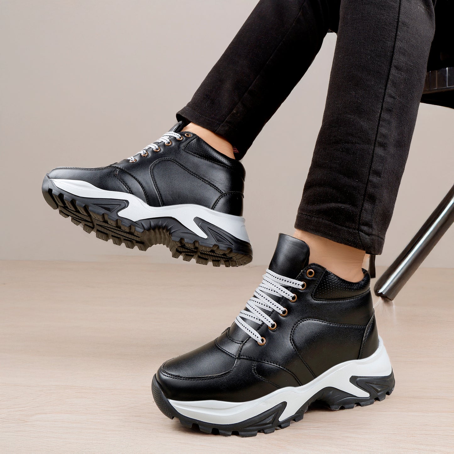 Men's 3 Inch Hidden Height Increasing Stylish Lace-up Boots