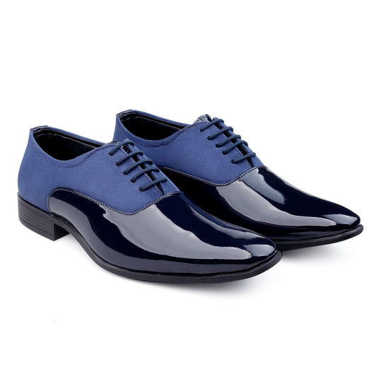 Bxxy's Faux Leather Semi Suede Classic Party Wear Lace-up Shoes for Men