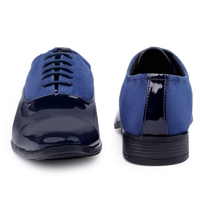 Bxxy's Faux Leather Semi Suede Classic Party Wear Lace-up Shoes for Men