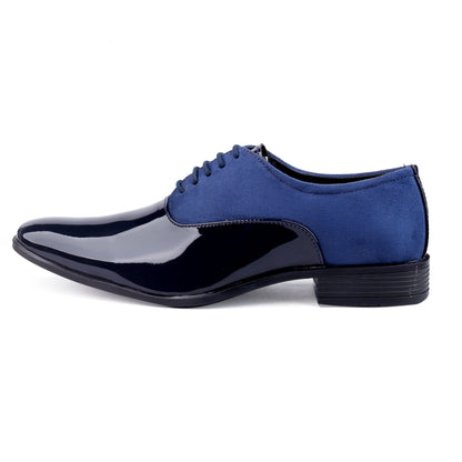 Bxxy's Faux Leather Semi Suede Classic Party Wear Lace-up Shoes for Men
