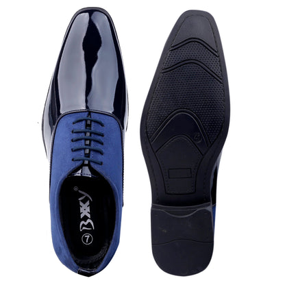 Bxxy's Faux Leather Semi Suede Classic Party Wear Lace-up Shoes for Men