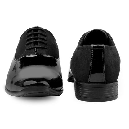 Bxxy's Faux Leather Semi Suede Classic Party Wear Lace-up Shoes for Men