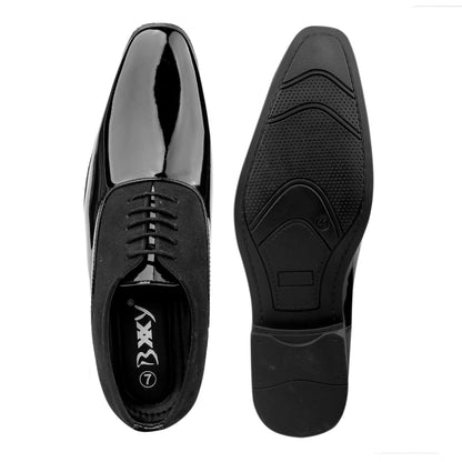 Bxxy's Faux Leather Semi Suede Classic Party Wear Lace-up Shoes for Men