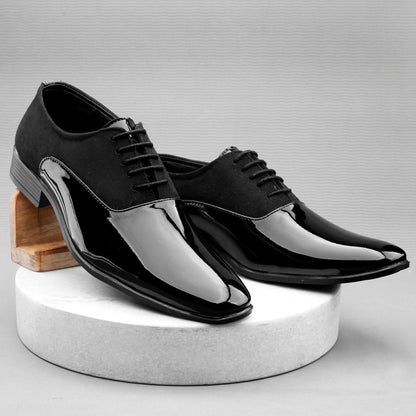 Bxxy's Faux Leather Semi Suede Classic Party Wear Lace-up Shoes for Men