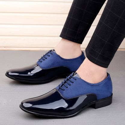 Bxxy's Faux Leather Semi Suede Classic Party Wear Lace-up Shoes for Men