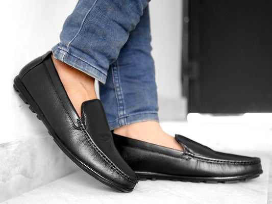BXXY Men's Black Leather Office Wear Formal Shoes