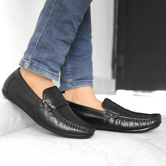 BXXY Men's Black Leather Office Wear Formal Shoes