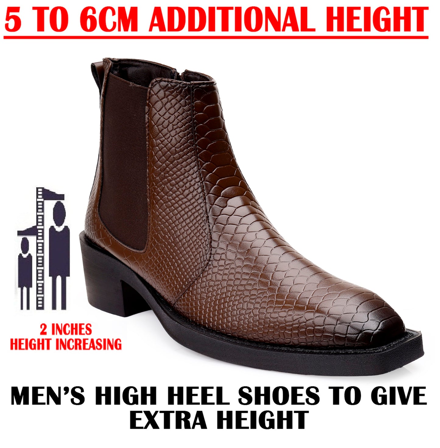 Men's Stylish 2-Inch Height Boosting Ankle Boots