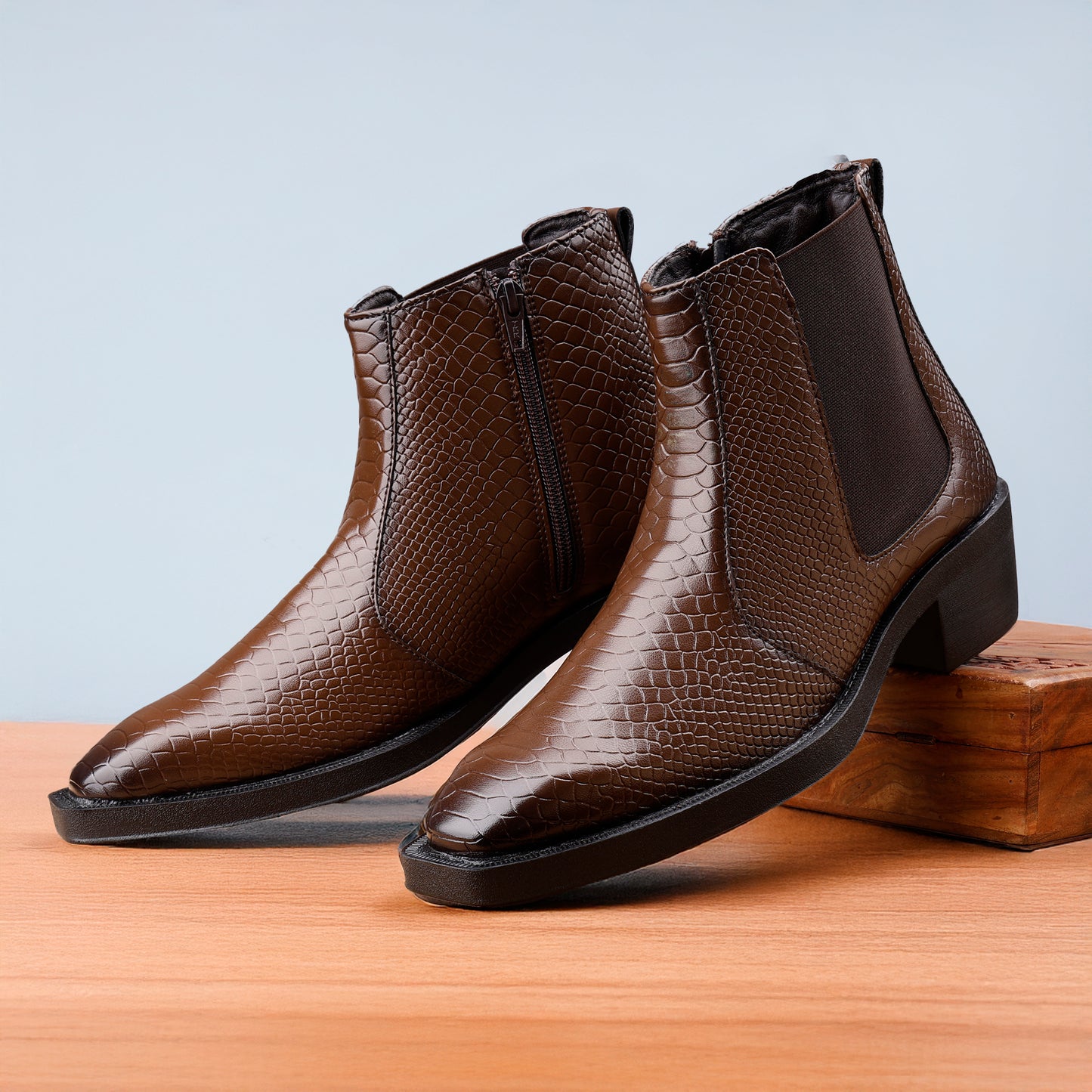 Men's Stylish 2-Inch Height Boosting Ankle Boots