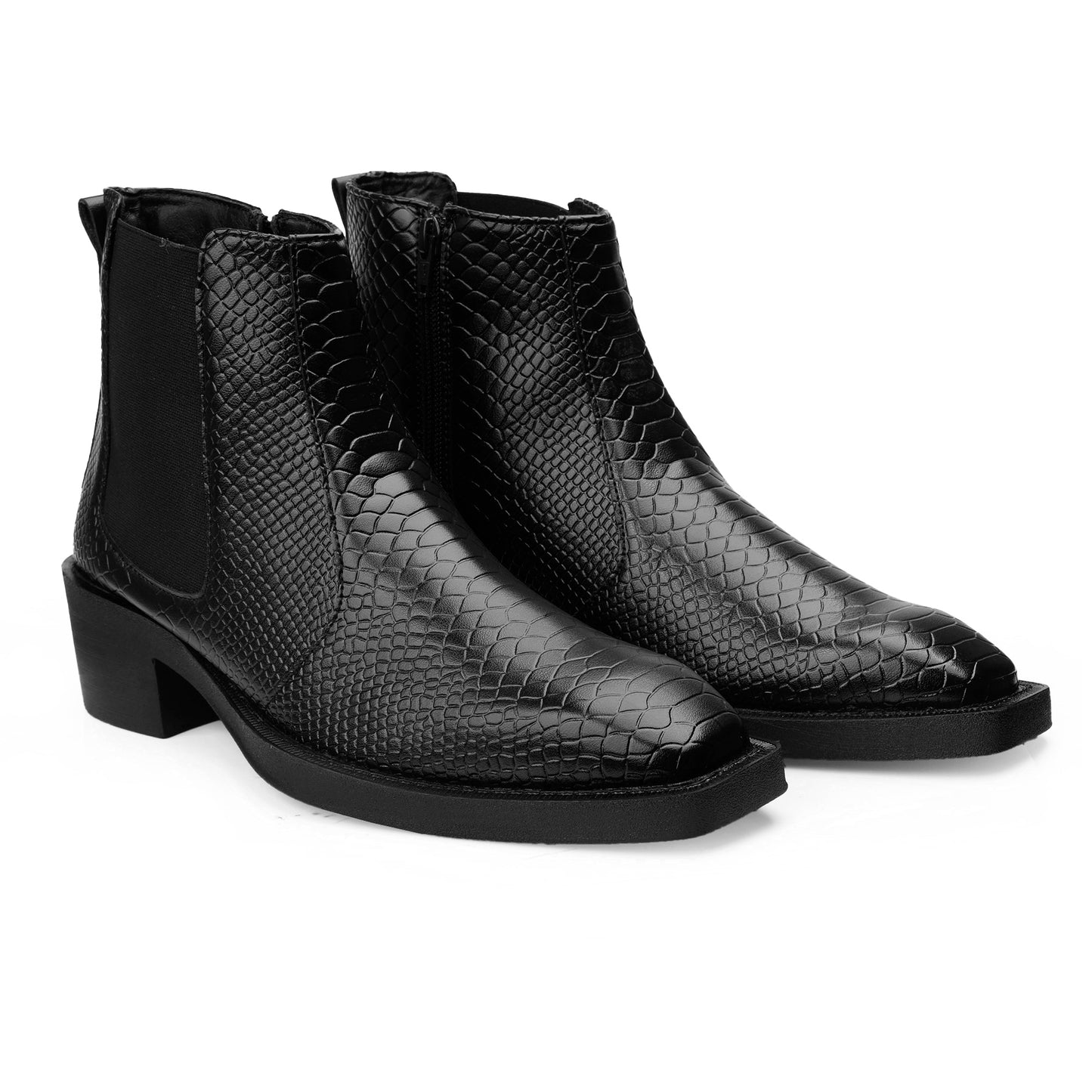 Men's Stylish 2-Inch Height Boosting Ankle Boots
