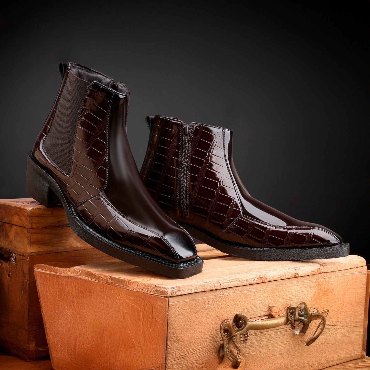 Men's Elevator Boots for Extra 2 Inches Height