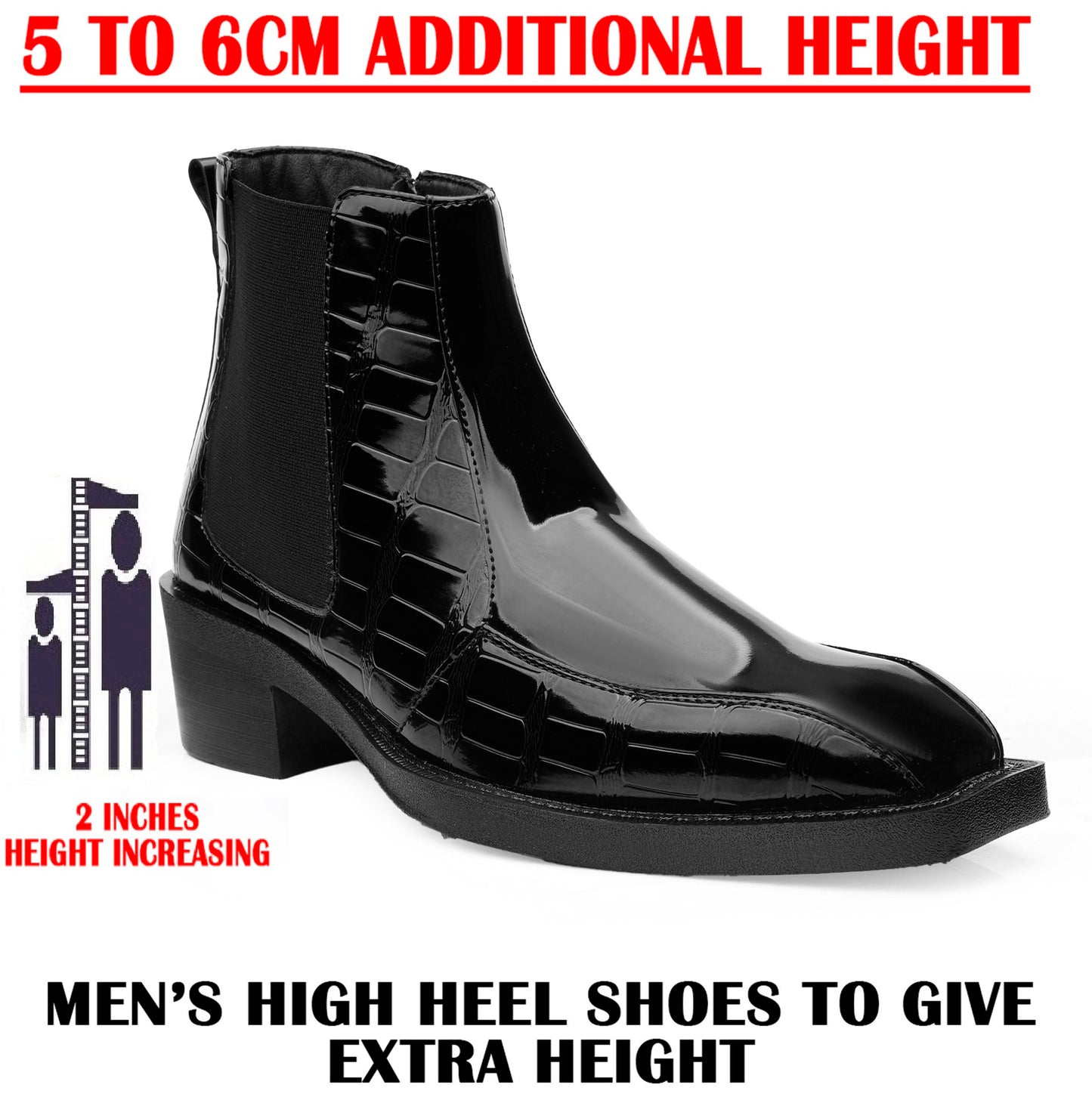 Men's Elevator Boots for Extra 2 Inches Height