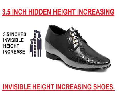 BXXY 9 cm (3.5 Inch) Height Increasing Patent Oxford Lace-Up Party Wear Shoes