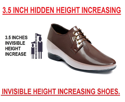 BXXY 9 cm (3.5 Inch) Height Increasing Patent Oxford Lace-Up Party Wear Shoes