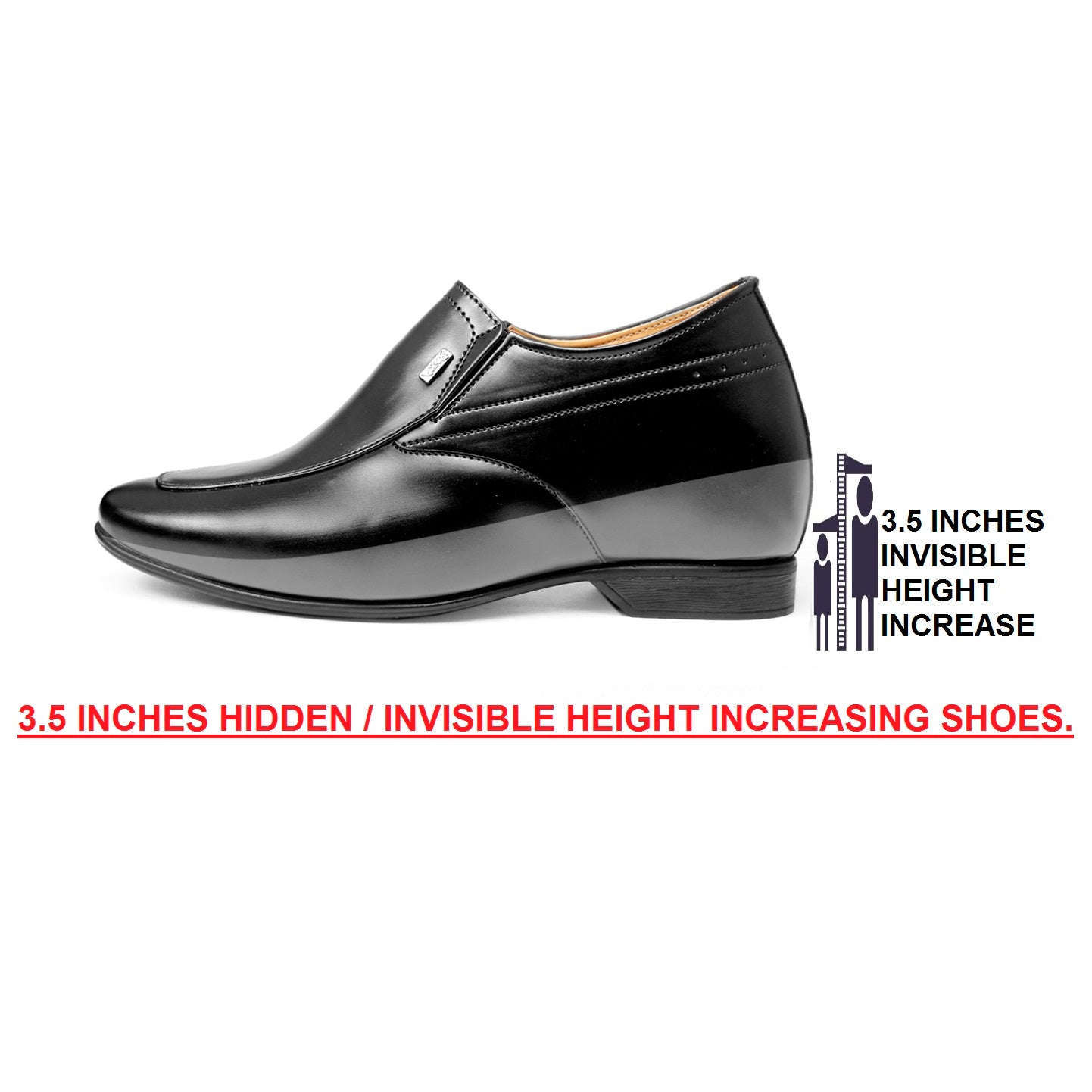 BXXY 9 cm (3.5 Inch) Height Increasing Dress Shoe Slip-on Formal Faux Leather Shoes