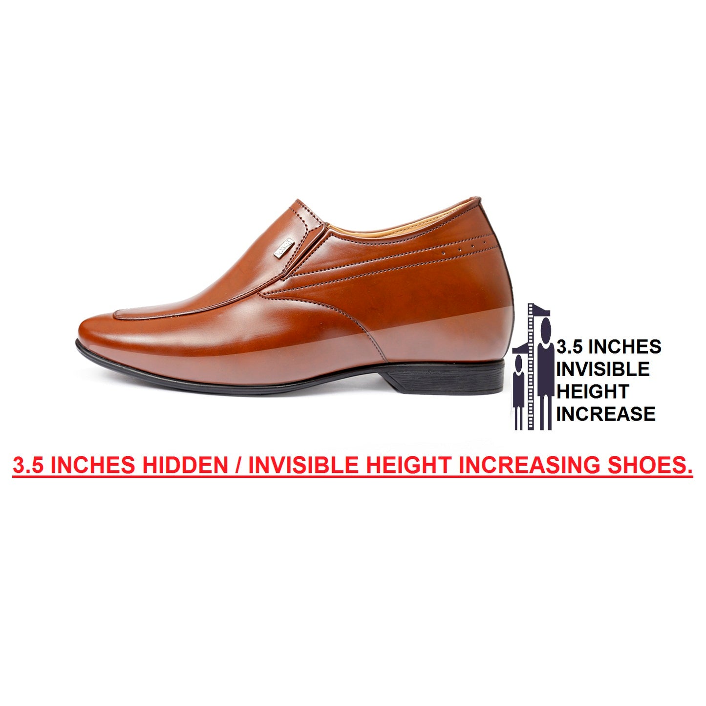 BXXY 9 cm (3.5 Inch) Height Increasing Dress Shoe Slip-on Formal Faux Leather Shoes