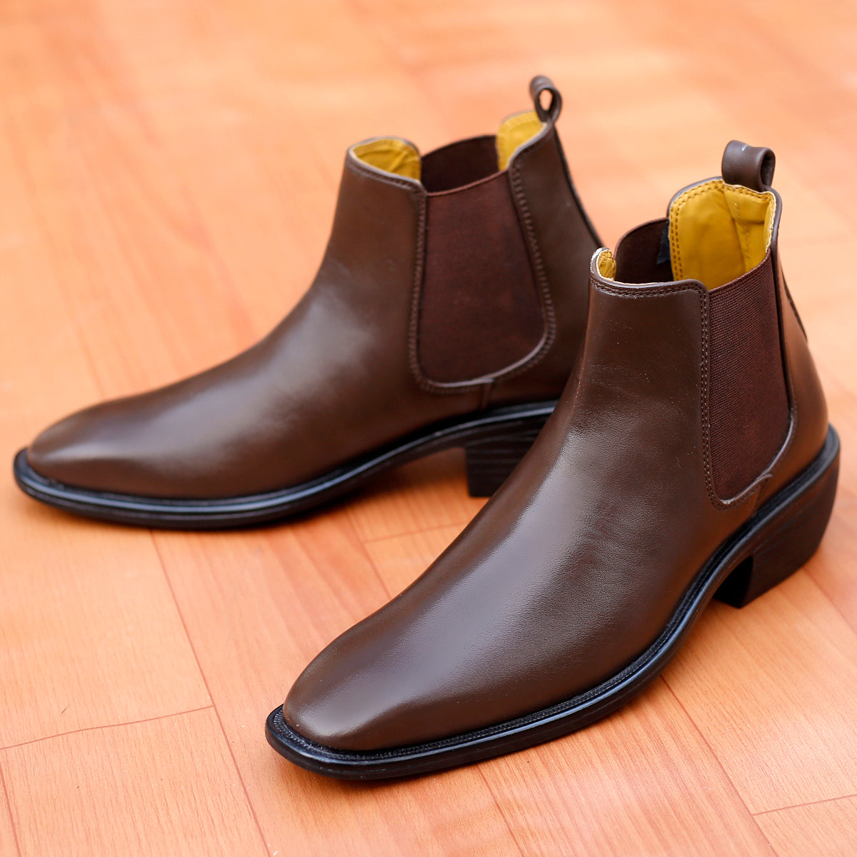 Bxxy's 3 Inch Hidden Height Increasing Faux Leather Chelsea Boots for Men