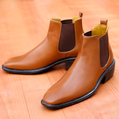 Bxxy's 2 Inch Height Increasing Faux Leather Chelsea Boots for Men
