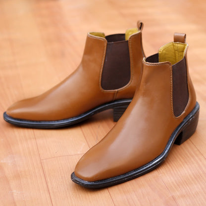 Bxxy's 2 Inch Height Increasing Faux Leather Chelsea Boots for Men