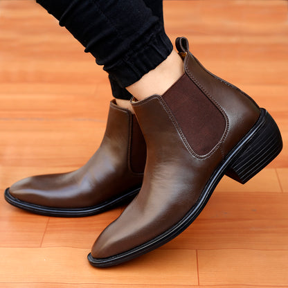 Bxxy's 2 Inch Height Increasing Faux Leather Chelsea Boots for Men