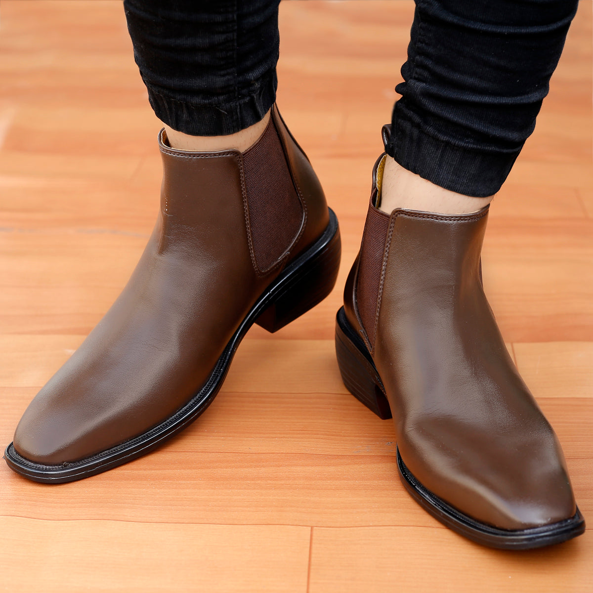 Bxxy's 3 Inch Hidden Height Increasing Faux Leather Chelsea Boots for Men