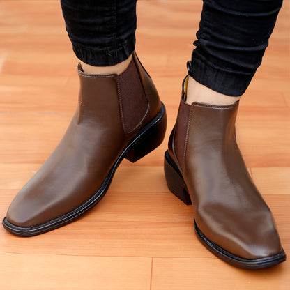 Bxxy's 2 Inch Height Increasing Faux Leather Chelsea Boots for Men