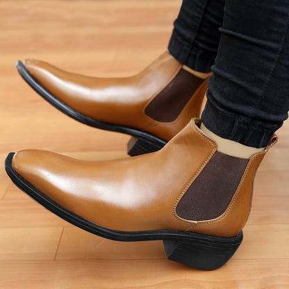 Bxxy's 2 Inch Height Increasing Faux Leather Chelsea Boots for Men