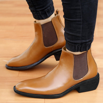 Bxxy's Height Vegan Leather Ultra Stylish Comfortable Slip-on Chelsea Boots for Men