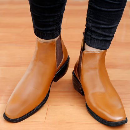 Bxxy's 2 Inch Height Increasing Faux Leather Chelsea Boots for Men