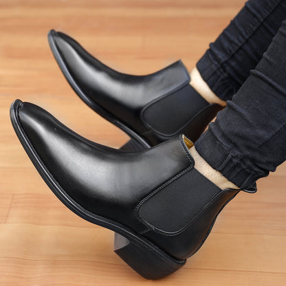 Bxxy's 2 Inch Height Increasing Faux Leather Chelsea Boots for Men