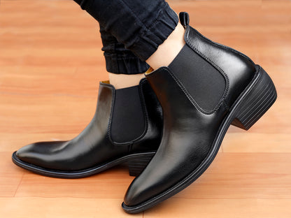 Bxxy's 2 Inch Height Increasing Faux Leather Chelsea Boots for Men