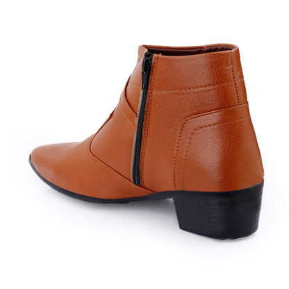 BXXY 2 Inch Height Increasing Ankle Zipper Boots For Men