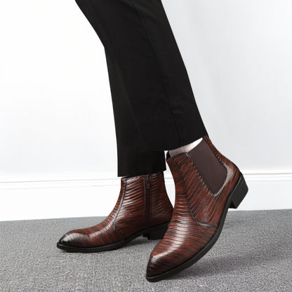 Classic Croc-Embossed Chelsea Boot for Modern Gentlemen