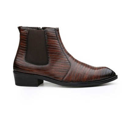 Classic Croc-Embossed Chelsea Boot for Modern Gentlemen