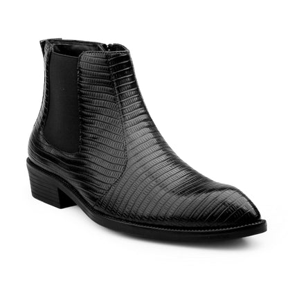 Classic Croc-Embossed Chelsea Boot for Modern Gentlemen