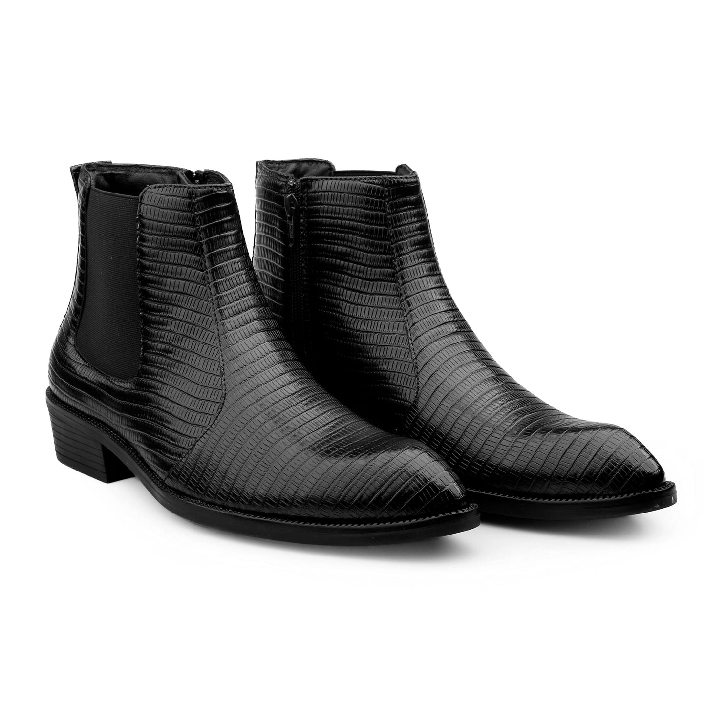 Classic Croc-Embossed Chelsea Boot for Modern Gentlemen