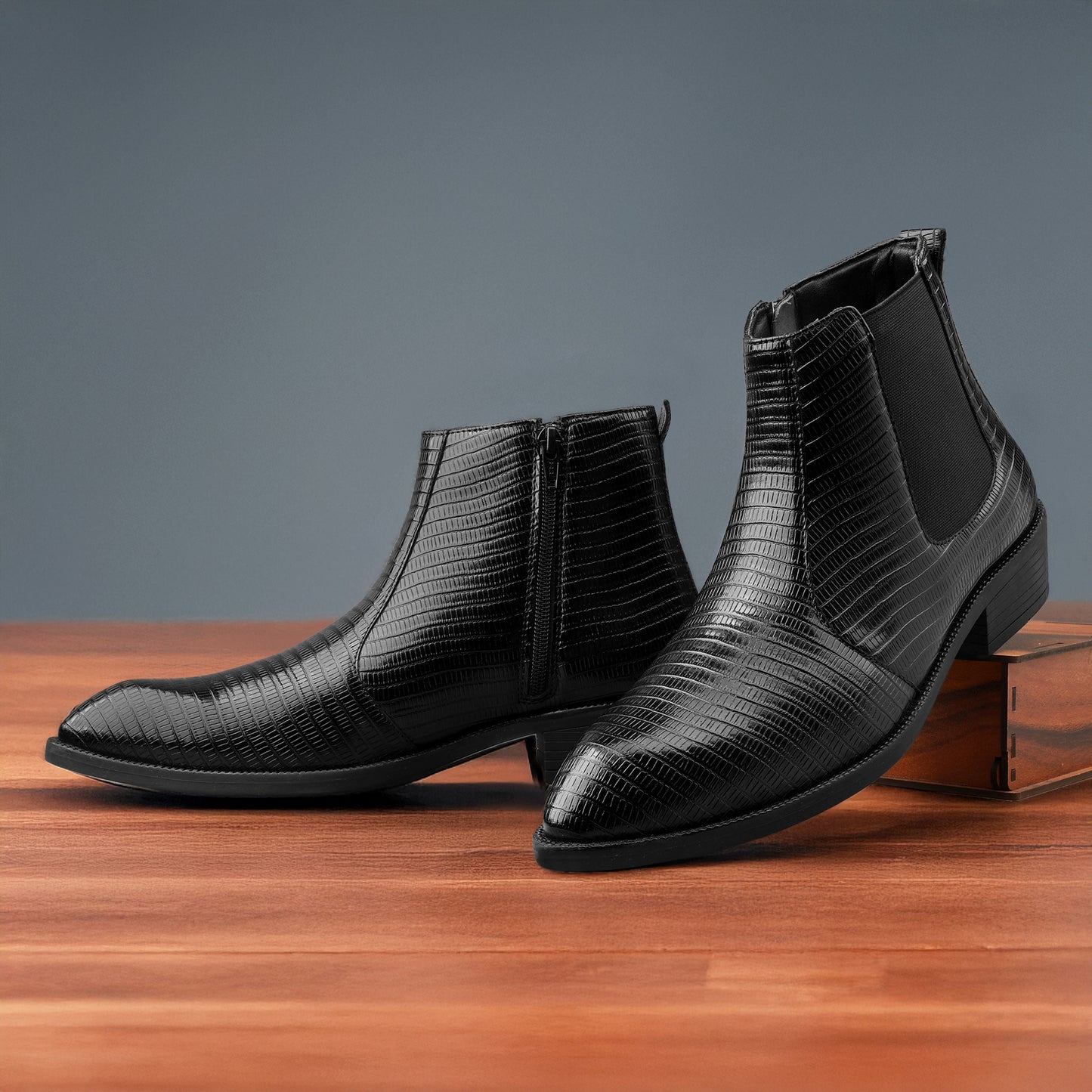 Classic Croc-Embossed Chelsea Boot for Modern Gentlemen