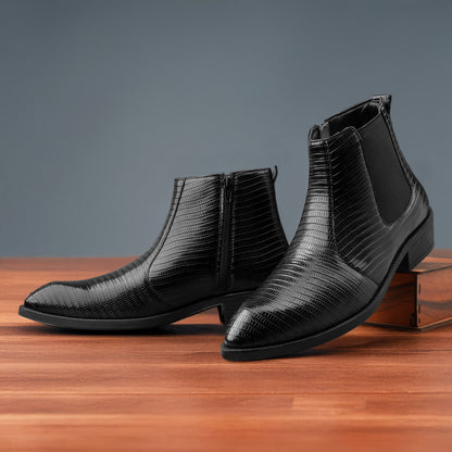 Classic Croc-Embossed Chelsea Boot for Modern Gentlemen