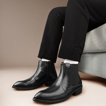 Classic Croc-Embossed Chelsea Boot for Modern Gentlemen