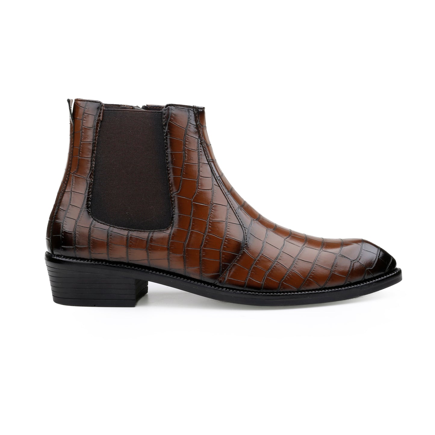 Men’s Designer Croc-Pattern Chelsea Boots – Premium Leather & Classic Style